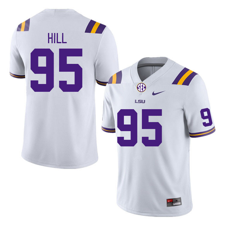 Men #95 Tygee Hill LSU Tigers College Football Jerseys Stitched-White